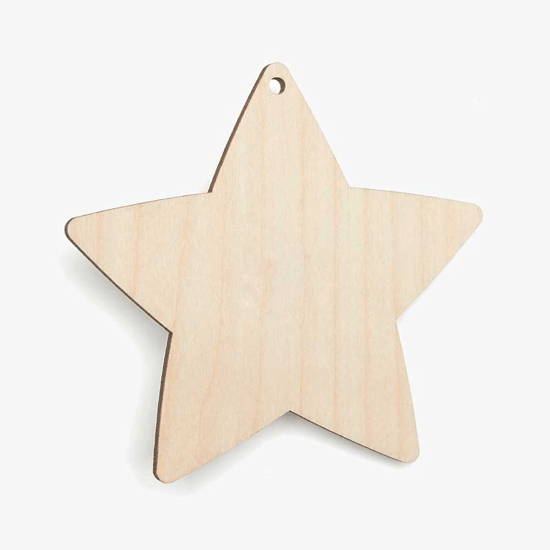 Wooden Star Shapes with hole 6cm - Ey Up Crafters
