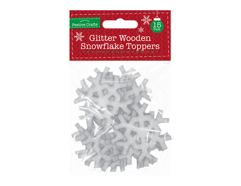 Glitter Wooden Snowflake Toppers - Ey Up Crafters