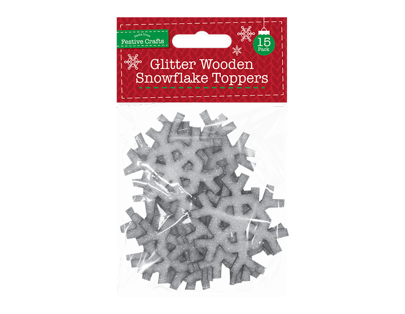 Glitter Wooden Snowflake Toppers - Ey Up Crafters