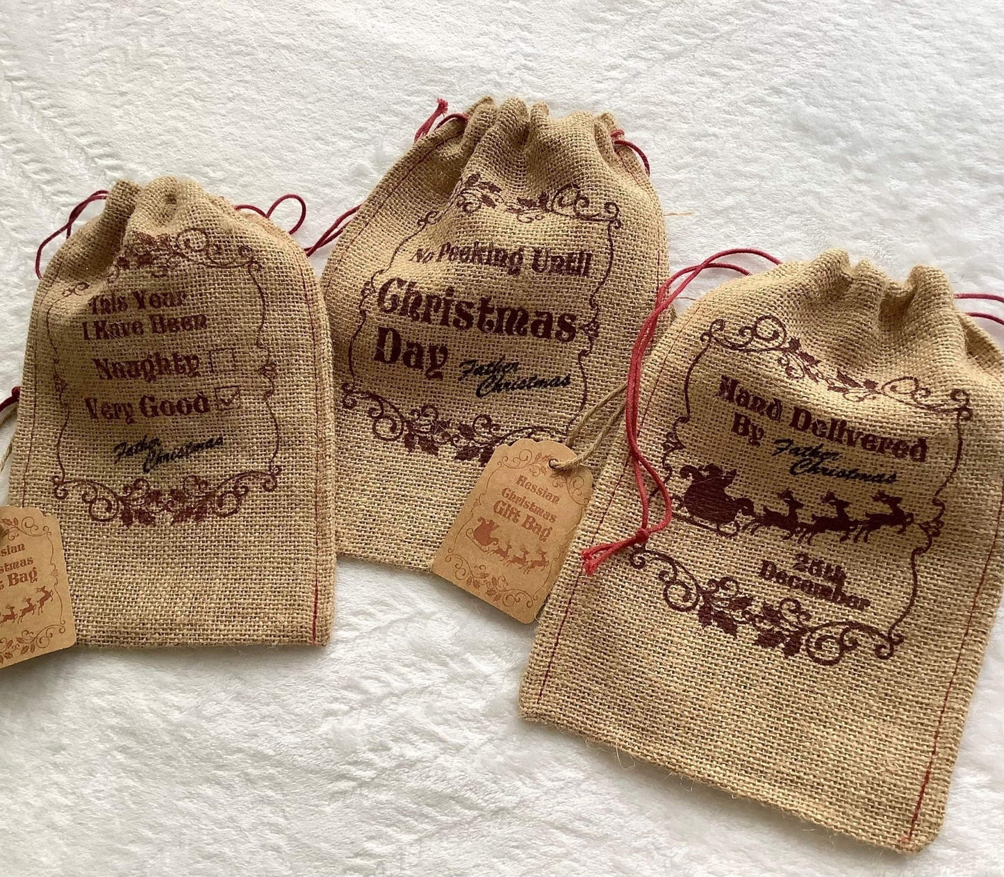 Christmas Hessian Gift Bag - Ey Up Crafters