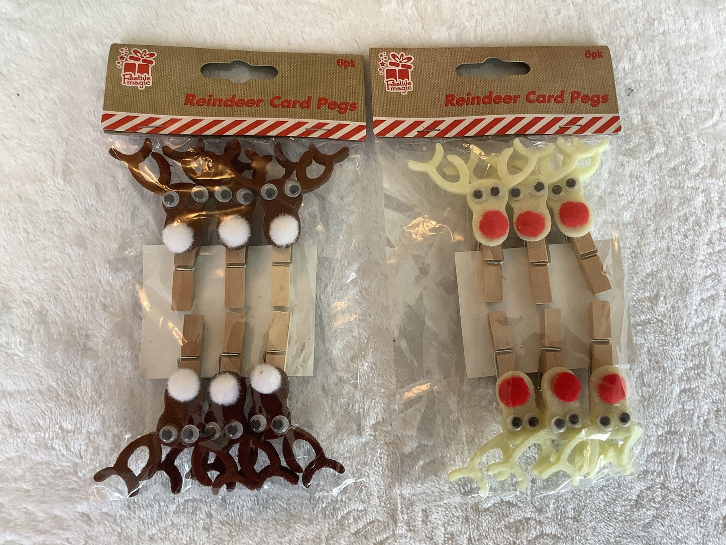 6 Reindeer Card Pegs - Ey Up Crafters