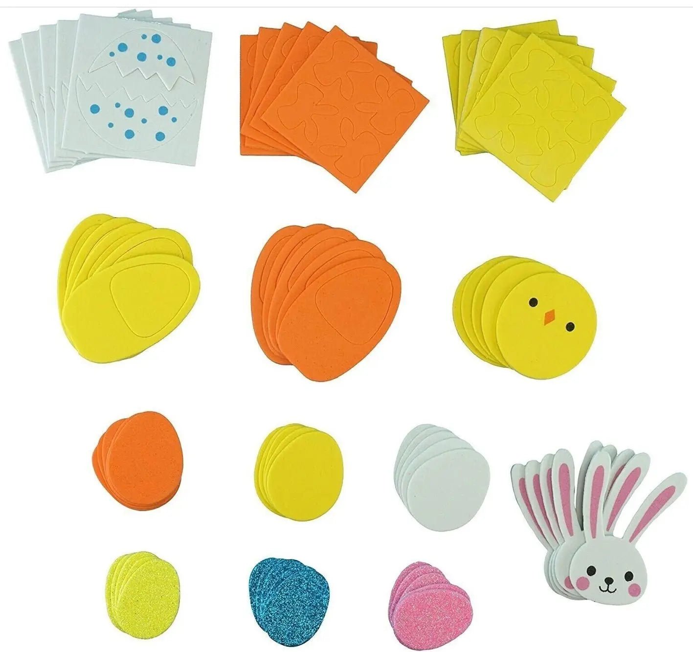 60 x Easter Foam Stickers Self Adhesive Eggs Bunnies Chicks Kids Crafts Decor - Ey Up Crafters