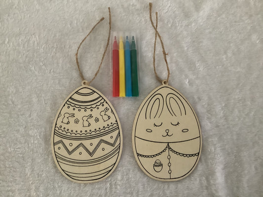 Wooden hanging Easter eggs 2pk  crafts - Ey Up Crafters