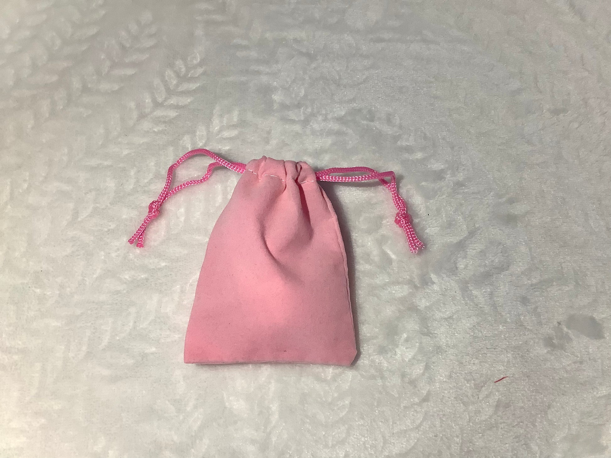 Small Velvet Baby Pink drawstring gift pouch - Ey Up Crafters