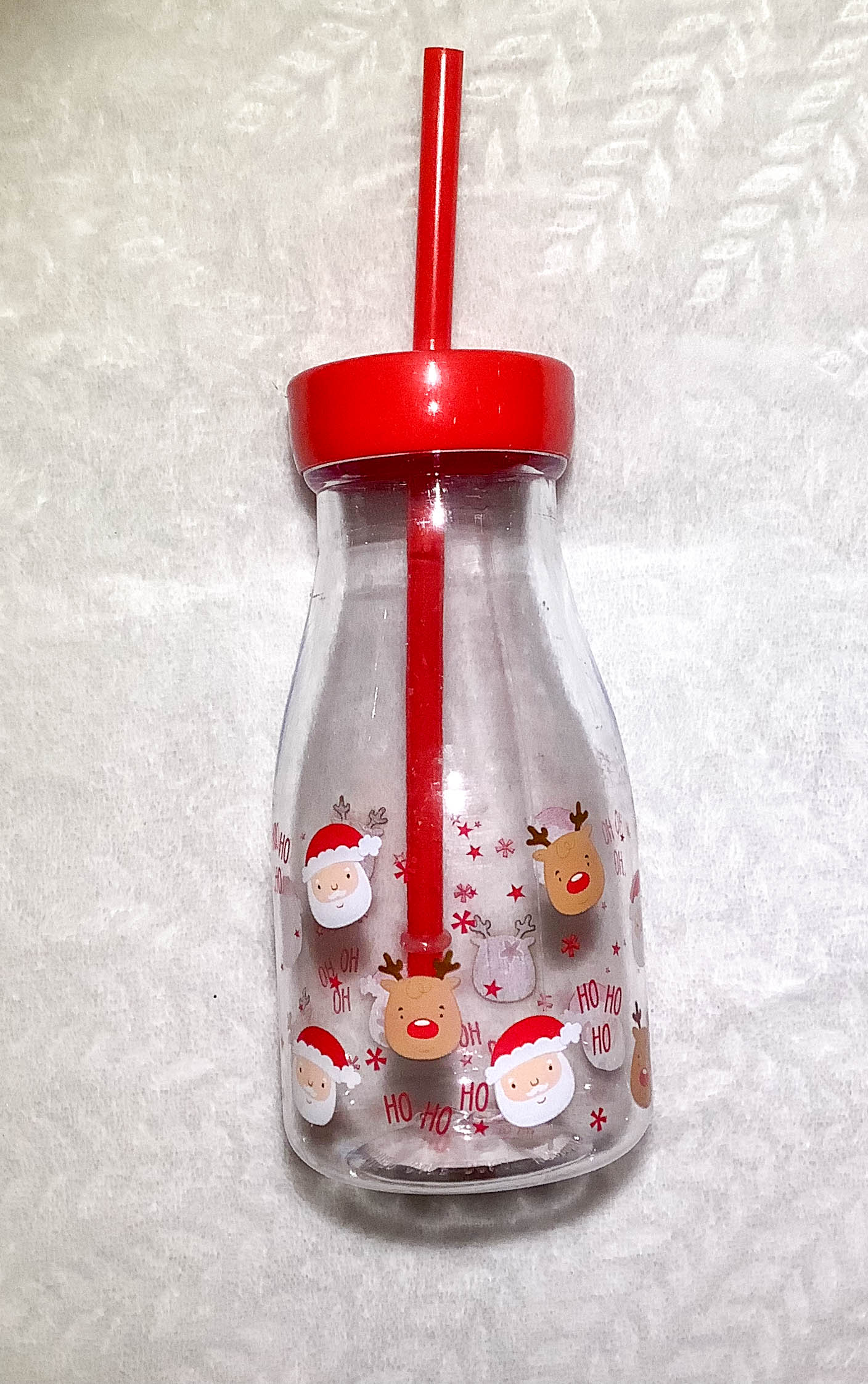 Christmas milk bottle and straw Ey Up Crafters