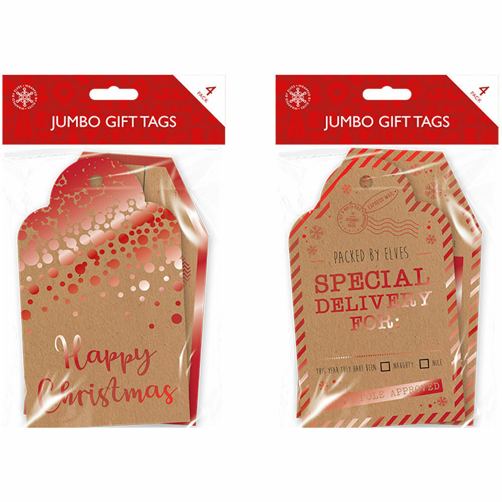 Jumbo Christmas Gift Tags 4 pack - Ey Up Crafters