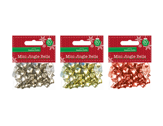 Mini Christmas Jingle bells pack of 30 - Ey Up Crafters