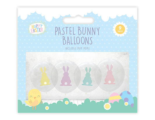 Pastel Bunny Balloons 9 Pack - Ey Up Crafters