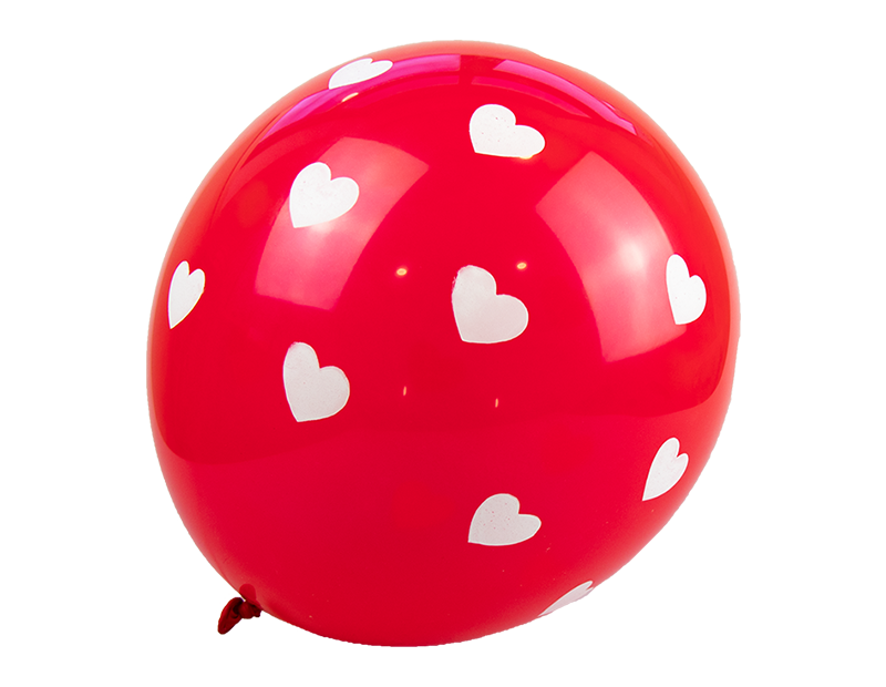 Heart Printed Balloons 10 pack White & Red gem imports