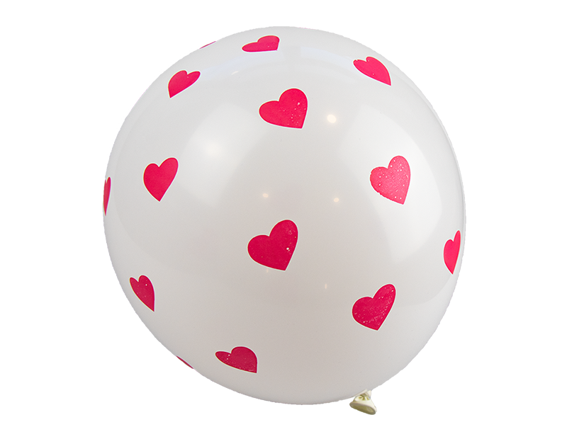 Heart Printed Balloons 10 pack White & Red - Ey Up Crafters