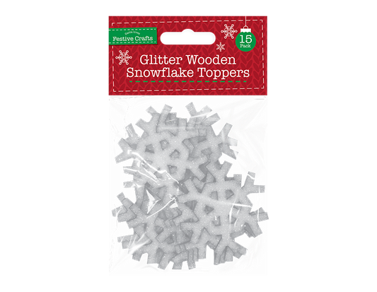 Glitter Wooden Snowflake Toppers - Ey Up Crafters